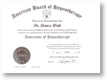 American Board of Hypnotherapy (ABH) Certified Hypnotherapist Certificate